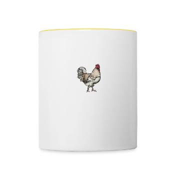 Maran Huhn I Henne Ei Hahn Motiv für Hühnerhalter - Tasse zweifarbig - Weiß/Gelb - Vorne