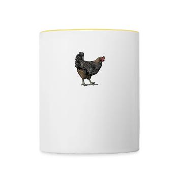 Maran Huhn I Henne Ei Hahn Motiv für Hühnerhalter - Tasse zweifarbig - Weiß/Gelb - Vorne