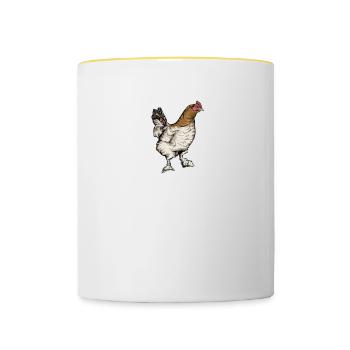 Maran Huhn I Henne Ei Hahn Motiv für Hühnerhalter - Tasse zweifarbig - Weiß/Gelb - Vorne