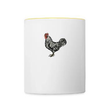 Maran Huhn I Henne Ei Hahn Motiv für Hühnerhalter - Tasse zweifarbig - Weiß/Gelb - Vorne