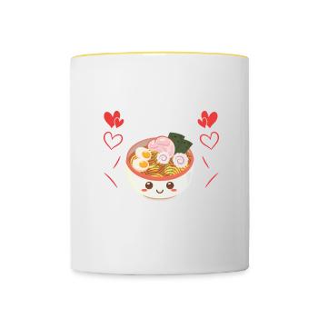 Ramen Noodle Soup Japanese Kawaii Gift Ramen - Contrasting Mug - white/yellow - Front