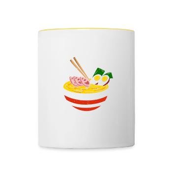 Ramen Noodle Soup Japanese Kawaii Gift Ramen - Contrasting Mug - white/yellow - Front