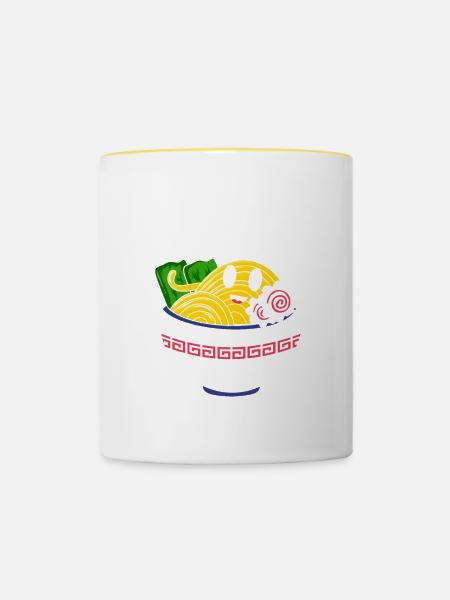 Ramen Nudelsuppe Japanische Kawaii Geschenk Ramen - Tasse zweifarbig - Weiß/Gelb