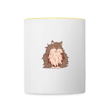 J’aime vraiment le chat de la forêt norvégienne - Mug contrasté - blanc/jaune - Devant