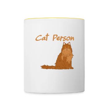 Je ne suis pas seulement un chat, je suis une maman chat norvégienne - Mug contrasté - blanc/jaune - Devant
