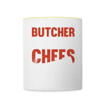 Boucher parce que les chefs ont aussi besoin de héros - Mug contrasté - blanc/jaune - Devant