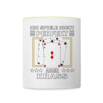 JE NE JOUE PAS PARFAIT MAIS GROSSIER - Mug contrasté - blanc/jaune - Devant