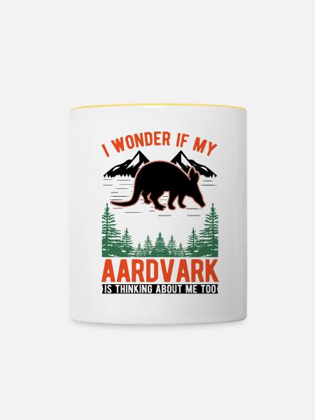 Erdferkel Geschenk Aardvark - Tasse zweifarbig - Weiß/Gelb