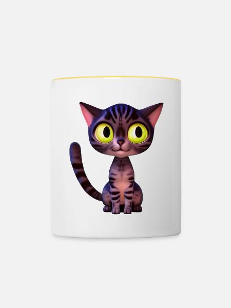 rosa tigerkatze frei - Tasse zweifarbig - Weiß/Gelb