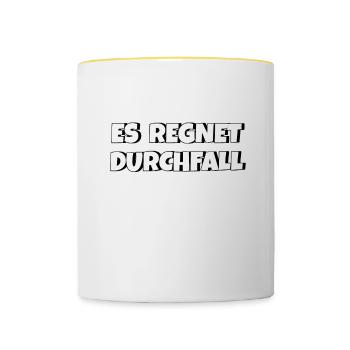 Es regnet Durchfall - Tasse zweifarbig - Weiß/Gelb - Vorne