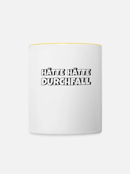 Hätte Hätte Durchfall - Tasse zweifarbig - Weiß/Gelb