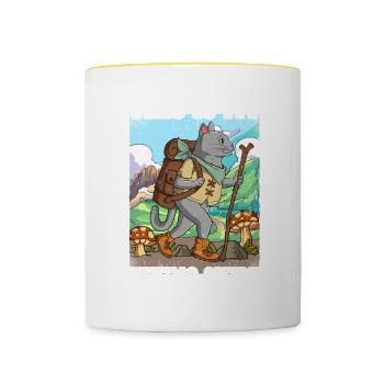 Ceci est mon errance de randonnée - Mug contrasté - blanc/jaune - Devant