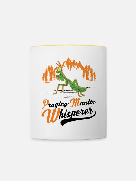 Gottesanbeterin Flüsterer Mantis Fangschrecke - Tasse zweifarbig - Weiß/Gelb