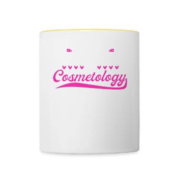 Kosmetologie Geschenk Kosmetikerin - Tasse zweifarbig - Weiß/Gelb - Vorne