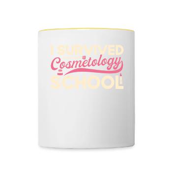 Kosmetologie Geschenk Kosmetikerin - Tasse zweifarbig - Weiß/Gelb - Vorne