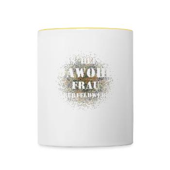 Das heißt Jawohl Frau Oberfeldwebel Bundeswehr - Tasse zweifarbig - Weiß/Gelb - Vorne