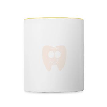 Je suis dentiste - Mug contrasté - blanc/jaune - Devant