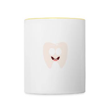 It's A Beautiful Day To Save Teeth - Contrasting Mug - white/yellow - Front