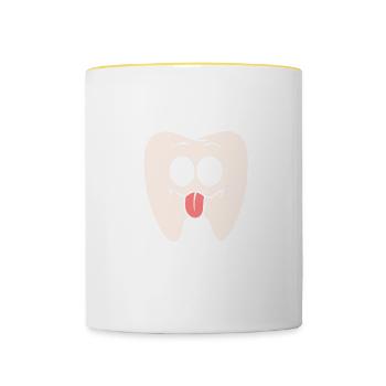 Croyez-moi, je suis dentiste - Mug contrasté - blanc/jaune - Devant