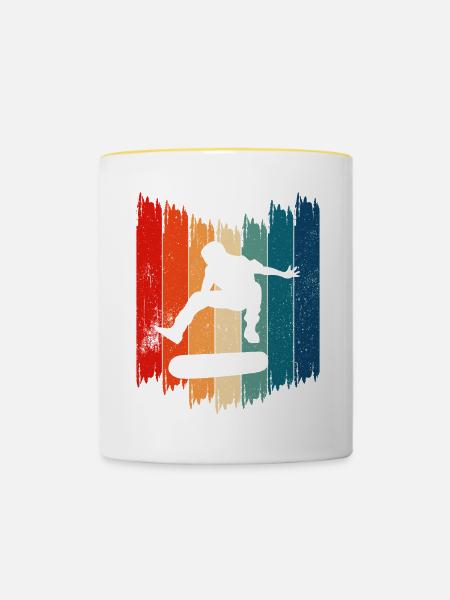 Retro Skateboard Skateboarding - Tasse zweifarbig - Weiß/Gelb