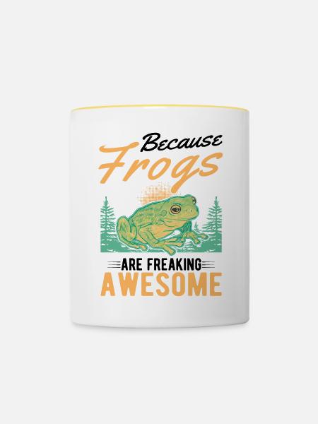 Frosch Geschenk Laubfrosch - Tasse zweifarbig - Weiß/Gelb