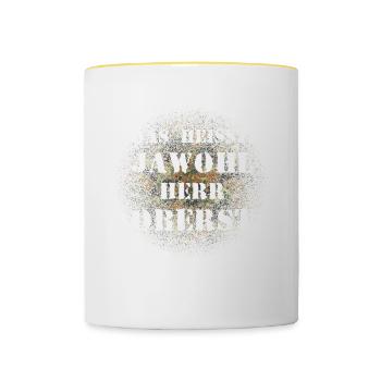 Das heißt Jawohl Herr Oberst Bundeswehr Soldat - Tasse zweifarbig - Weiß/Gelb - Vorne