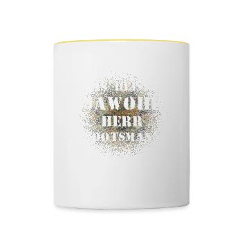Das heißt Jawohl Herr Bootsmann Bundeswehr Soldat - Tasse zweifarbig - Weiß/Gelb - Vorne