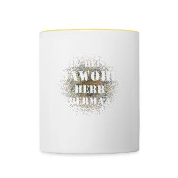 Das heißt Jawohl Herr Obermaat Bundeswehr Soldat - Tasse zweifarbig - Weiß/Gelb - Vorne