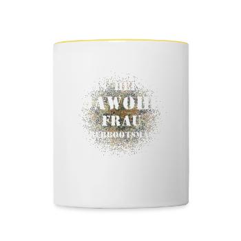 Das heißt Jawohl Frau Oberbootsmann Bundeswehr - Tasse zweifarbig - Weiß/Gelb - Vorne