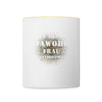 Das heißt Jawohl Frau Hauptbootsmann Bundeswehr - Tasse zweifarbig - Weiß/Gelb - Vorne