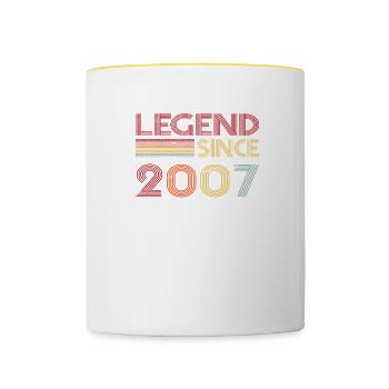 2007 Geburtstag Legend since Retro Vintage - Tasse zweifarbig - Weiß/Gelb - Vorne