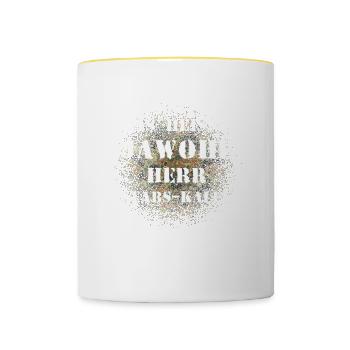 Das heißt Jawohl Herr Stabs-Kaleu Bundeswehr - Tasse zweifarbig - Weiß/Gelb - Vorne