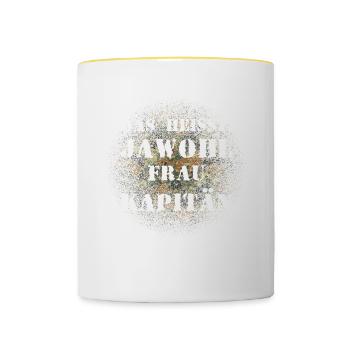 Das heißt Jawohl Frau Kapitän Bundeswehr Offizier - Tasse zweifarbig - Weiß/Gelb - Vorne
