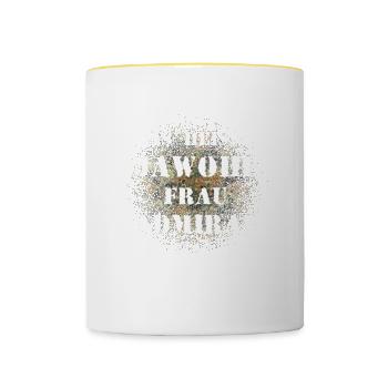 Das heißt Jawohl Frau Admiral Bundeswehr Soldat - Tasse zweifarbig - Weiß/Gelb - Vorne