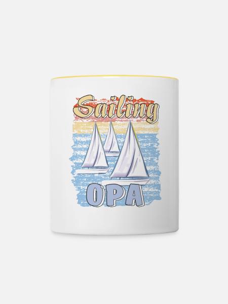 BOOTE SAILING OPA - Tasse zweifarbig - Weiß/Gelb