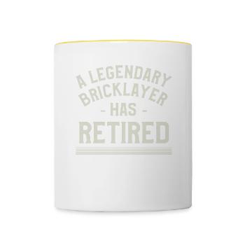 A Legendary Bricklayer Has Retired Bricklaying - Contrasting Mug - white/yellow - Front