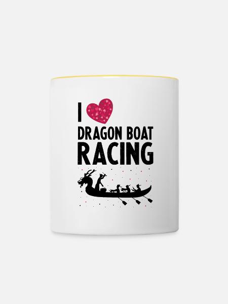 Drachenboot und Drachenboot Crew - Tasse zweifarbig - Weiß/Gelb
