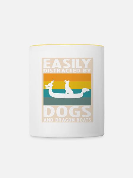 Drachenboot Crew und Drachenbootfahren - Tasse zweifarbig - Weiß/Gelb