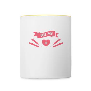 Zwingen Sie mich nicht, meine Allergologen Voice Allergologie zu verwenden - Tasse zweifarbig - Weiß/Gelb - Vorne