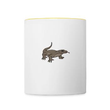 Komodowaran I Komododrache Motiv für Reptilien - Tasse zweifarbig - Weiß/Gelb - Vorne