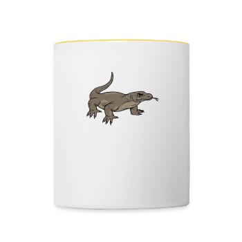 Komodowaran I Komododrache Motiv für Reptilien - Tasse zweifarbig - Weiß/Gelb - Vorne