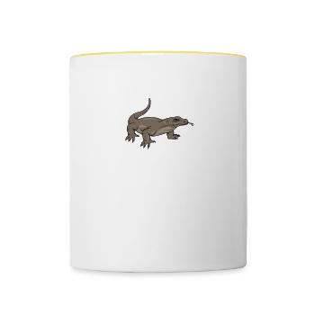 Komodowaran I Komododrache Motiv für Reptilien - Tasse zweifarbig - Weiß/Gelb - Vorne