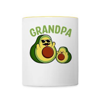 Grand-père de Babycado Guacamole Avocado Lover - Mug contrasté - blanc/jaune - Devant