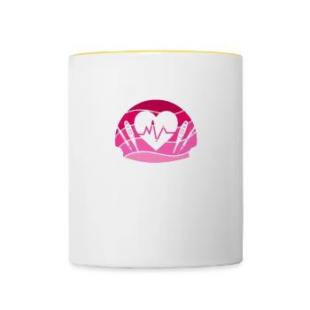 Ich mag im Ruhestand sein, aber ich bin immer ein öffentliches Gesundheitswesen - Tasse zweifarbig - Weiß/Gelb - Vorne