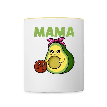 Mom of Babycado Guacamole Avocado Lover - Contrasting Mug - white/yellow - Front