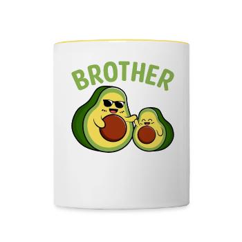 brother of Babycado Guacamole Avocado Lover - Contrasting Mug - white/yellow - Front