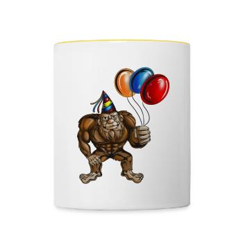 Bigfoot Birthday Party Mythical Creature Mystery - Mug contrasté - blanc/jaune - Devant