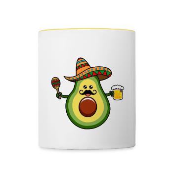 Let's Fiesta Avocado Guacamole Lover Avocados - Contrasting Mug - white/yellow - Front