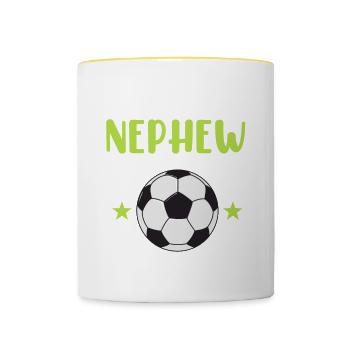 Joueur de soccer Tante Neveu Sports Entraîneur de soccer - Mug contrasté - blanc/jaune - Devant