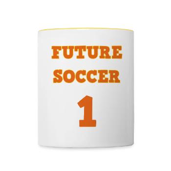 Avenir du football 1er anniversaire Joueur sportif - Mug contrasté - blanc/jaune - Devant